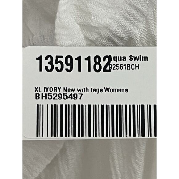 NWT Aqua Swim Tiered Cover-up Maxi Dress •Women XL• Ivory Smocked Sleeveless - Picture 10 of 11